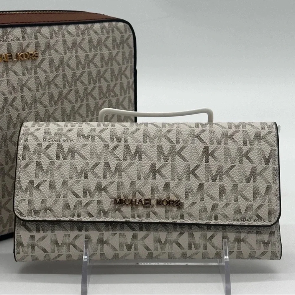Michael Kors Large EW Crossbody Bag & Large Trifold Wallet Brown | BUNDLE DEAL